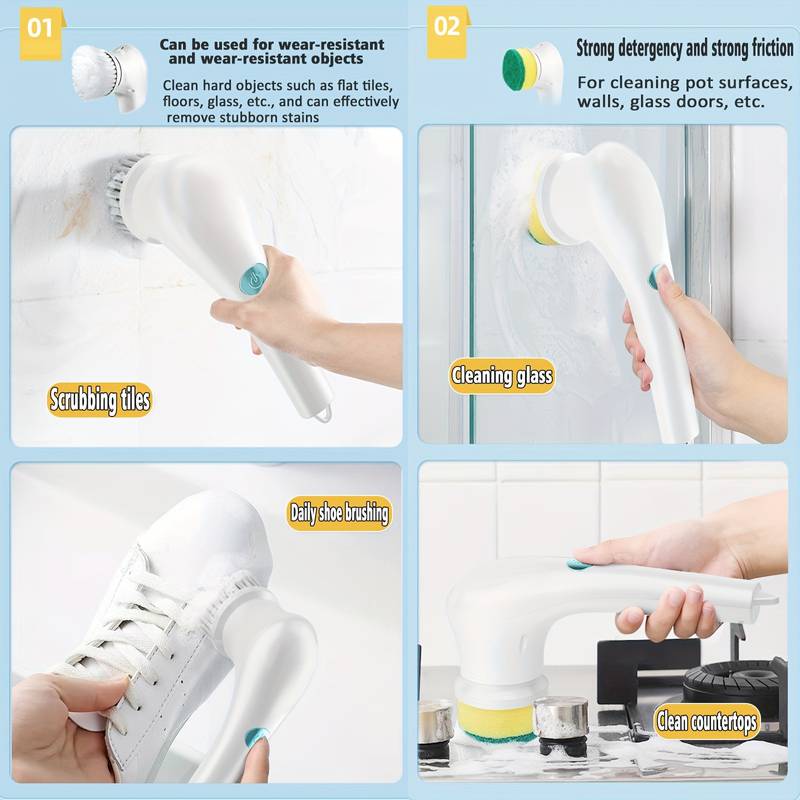 Electric Handheld Brush for Cleaning 5-in-1